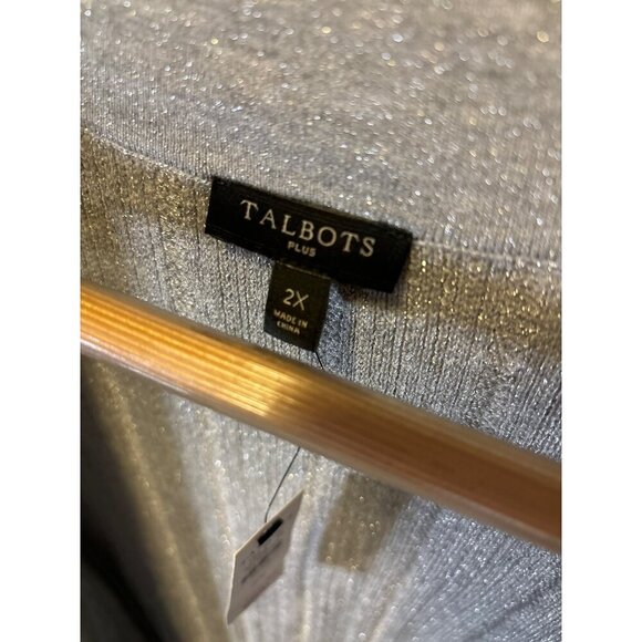 Talbots NWT Plus Grey Metallic Thread Long Sleeve Open Knit Cardigan SZ 2XL - Picture 5 of 9